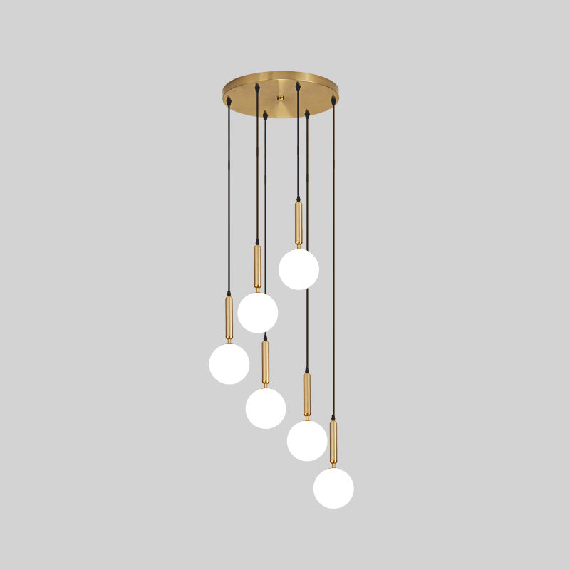 Modern Minimalist  Multiple Globe Shade Pendant Light  Metal Long Hanging Lamp  for Living Room