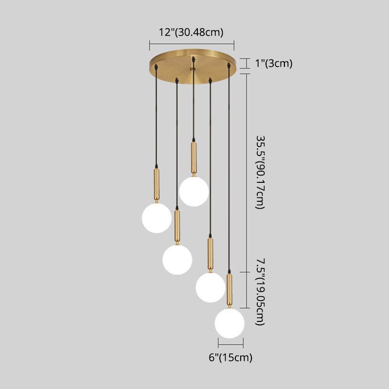 Modern Minimalist  Multiple Globe Shade Pendant Light  Metal Long Hanging Lamp  for Living Room