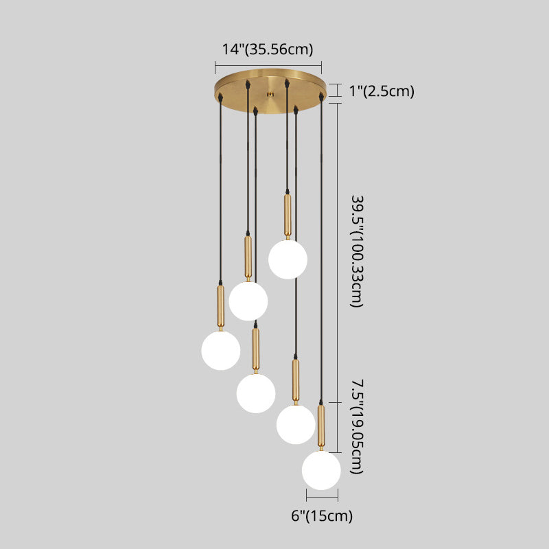 Modern Minimalist  Multiple Globe Shade Pendant Light  Metal Long Hanging Lamp  for Living Room