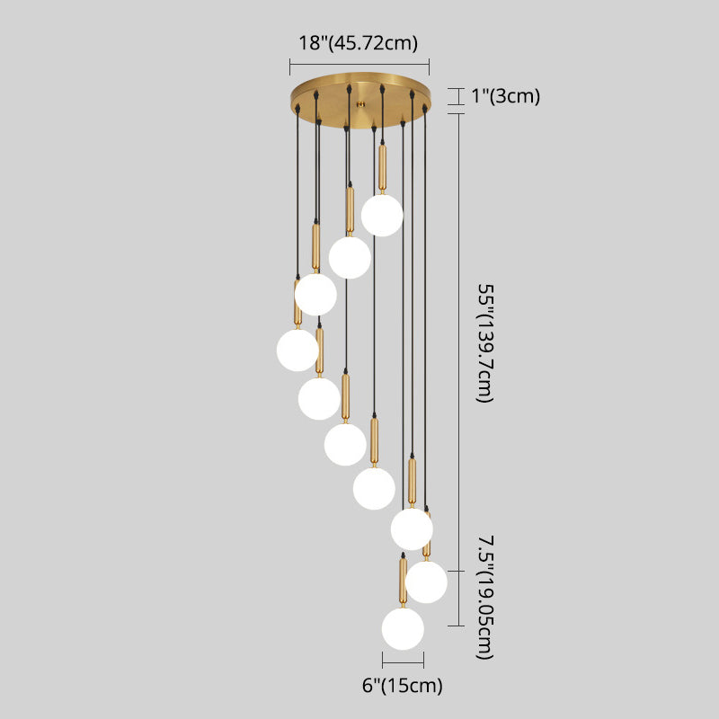 Modern Minimalist  Multiple Globe Shade Pendant Light  Metal Long Hanging Lamp  for Living Room