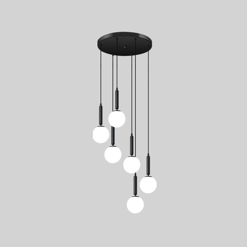 Modern Minimalist  Multiple Globe Shade Pendant Light  Metal Long Hanging Lamp  for Living Room