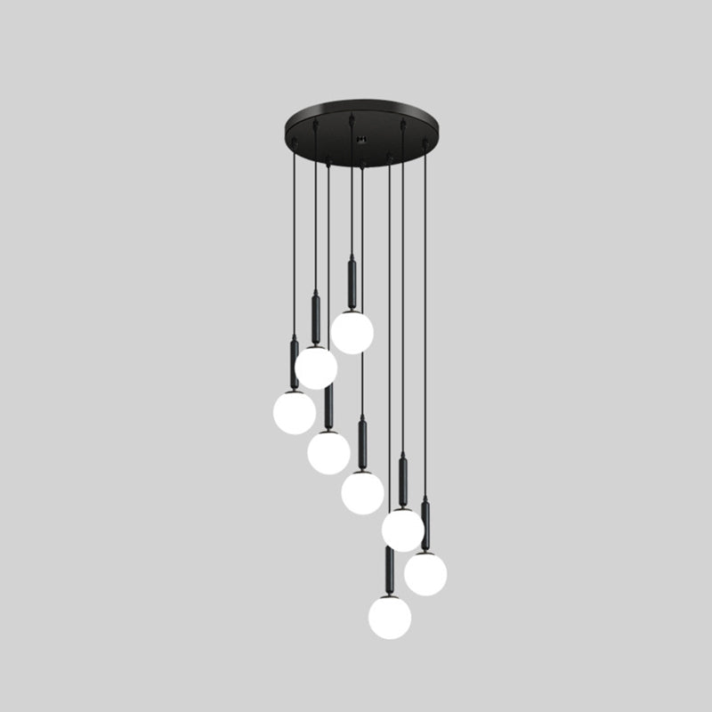 Modern Minimalist  Multiple Globe Shade Pendant Light  Metal Long Hanging Lamp  for Living Room