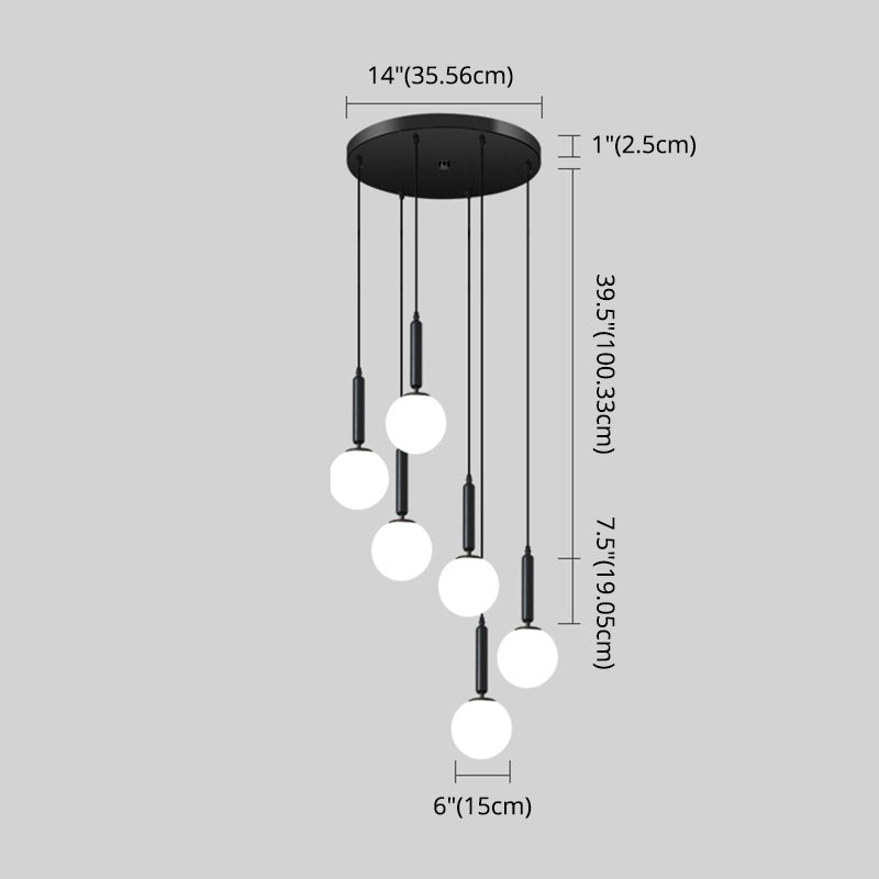 Modern Minimalist  Multiple Globe Shade Pendant Light  Metal Long Hanging Lamp  for Living Room