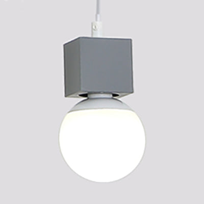 Loft Stylish Bare Lampe Decke Hanges Licht mit quadratischem Design 1 Kopf Metallic Anhänger Beleuchtung in Grau/Rot