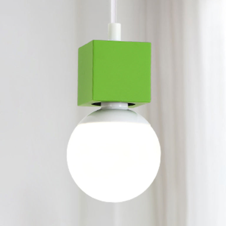Loft Stylish Bare Lampe Decke Hanges Licht mit quadratischem Design 1 Kopf Metallic Anhänger Beleuchtung in Grau/Rot