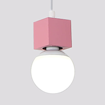 Loft Stylish Bare Lampe Decke Hanges Licht mit quadratischem Design 1 Kopf Metallic Anhänger Beleuchtung in Grau/Rot