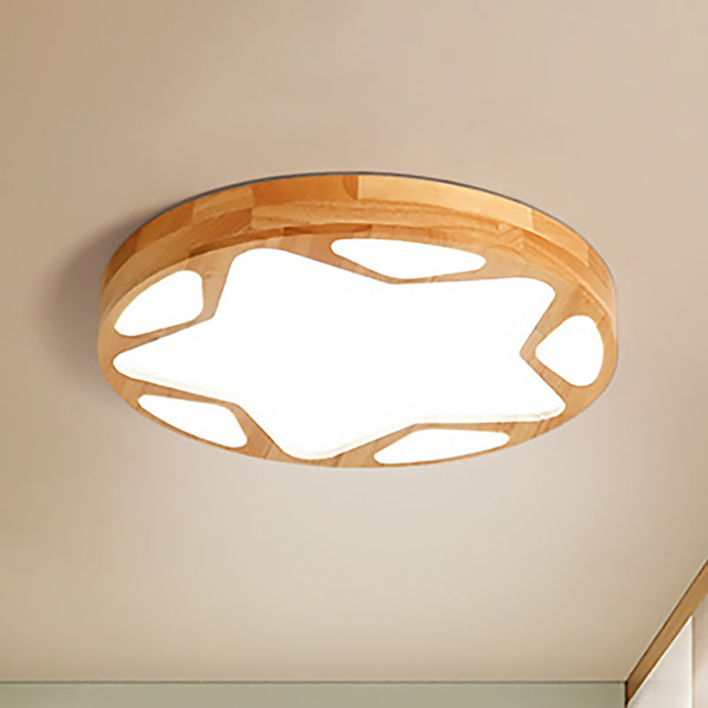 Kleuterschoolster spoelplafond licht hout acryl acryl moderne led plafondlamp in beige