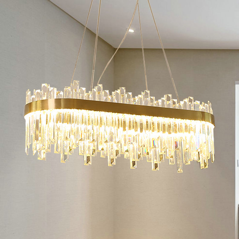 Camera da pranzo ovale Kit lampada sospesa a tre ladri lampadario a LED POSTMOderno LEDELIER in oro