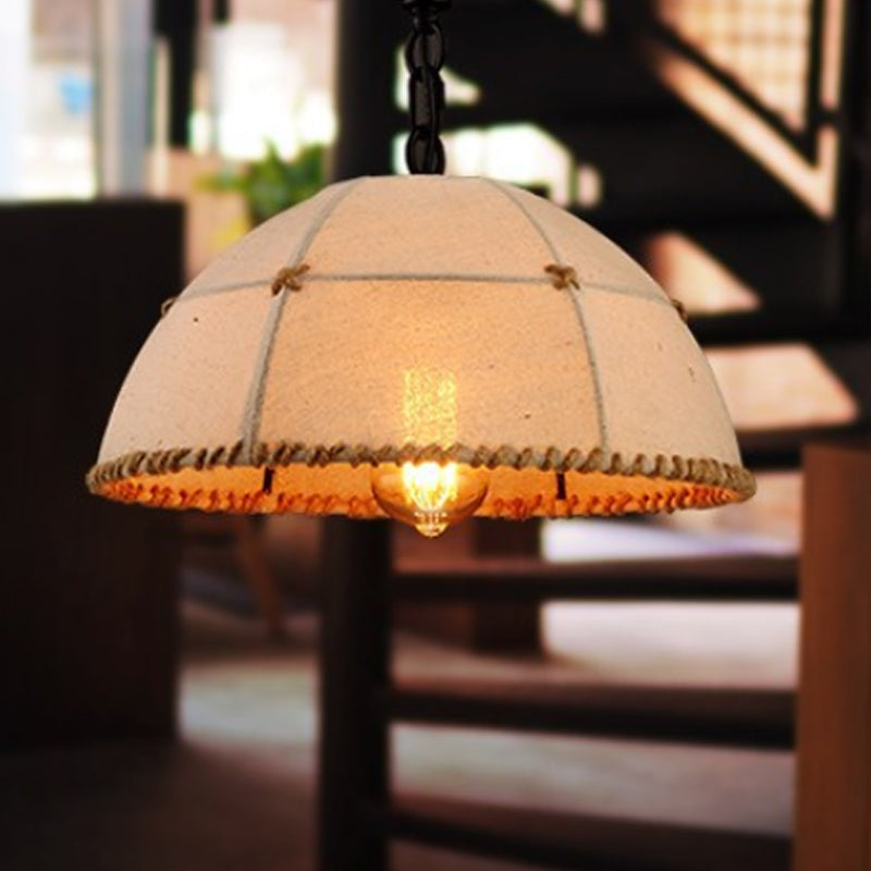 1 licht hangende lichtkit traditionele koepelvormige stofophanging hanger in beige voor restaurant