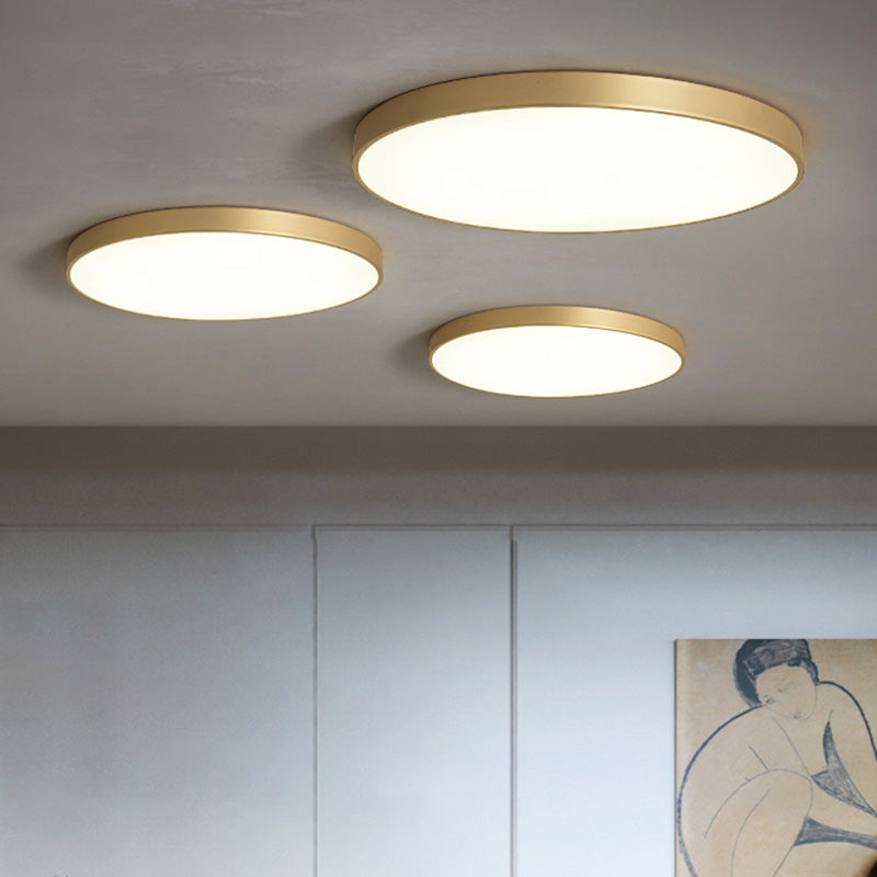Simplicity Round Shape LED Ceiling Lamp Modern Bedroom Corridor Lighting Fixture Light with Gold Baking Paint Bezel