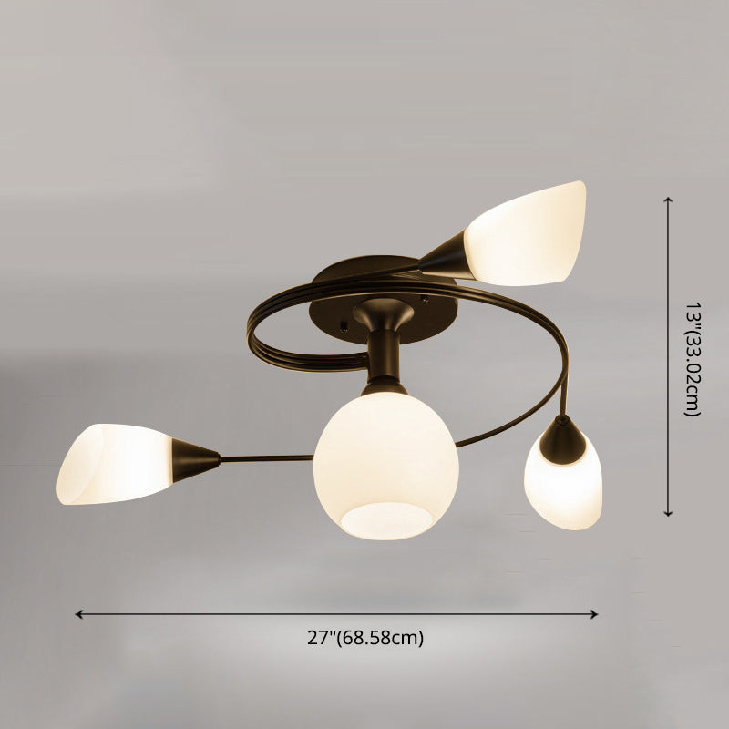 Plafonnier en verre dépoli en ferronnerie, luminaire Semi-encastré de Style moderne avec abat-jour blanc pour salon et Restaurant