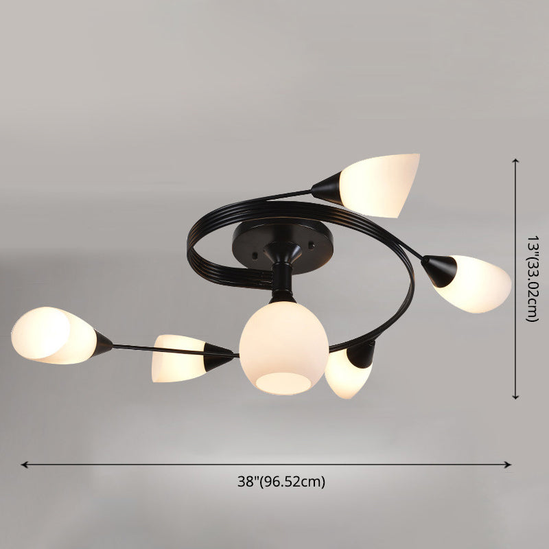 Plafonnier en verre dépoli en ferronnerie, luminaire Semi-encastré de Style moderne avec abat-jour blanc pour salon et Restaurant