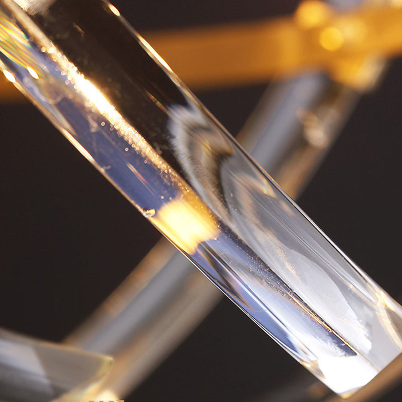 6 Köpfe Schlafzimmer Kronleuchter Lampe postmoderne goldene hängende Licht mit umlauften geschwungener Kristallstab