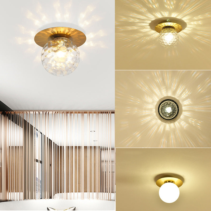 Glass Globe Shape Ceiling Light Modern Style 1 Bulb Flush-mount Lamp for Dining Room