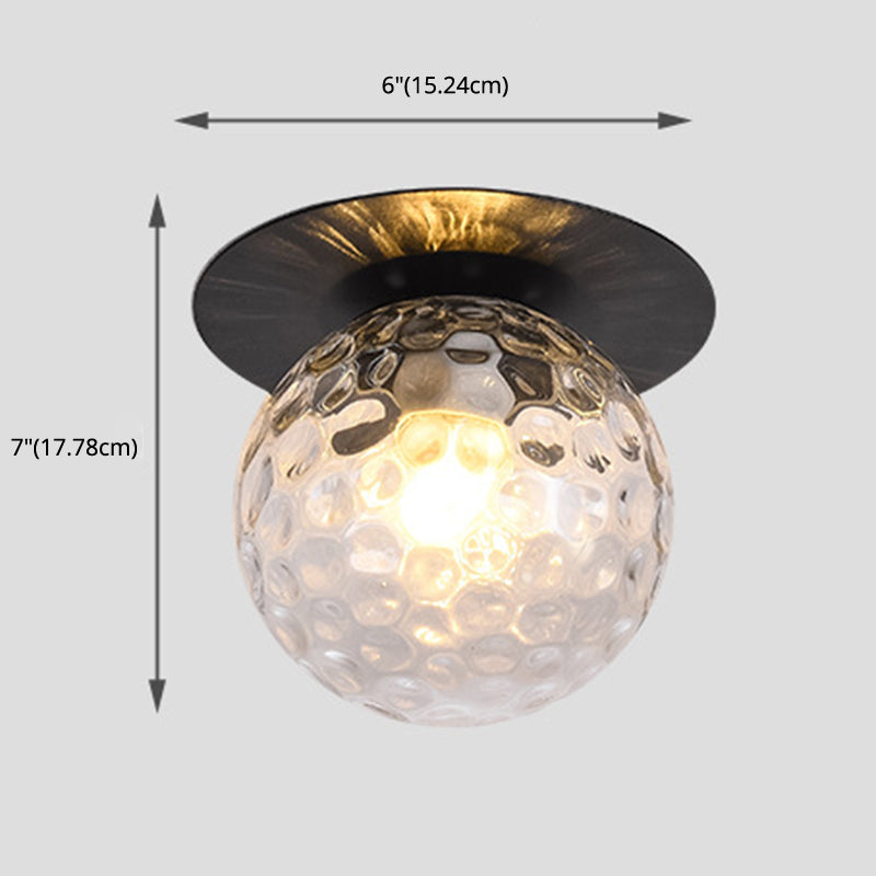 Glass Globe Shape Ceiling Light Modern Style 1 Bulb Flush-mount Lamp for Dining Room