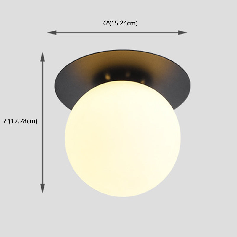 Glass Globe Shape Ceiling Light Modern Style 1 Bulb Flush-mount Lamp for Dining Room