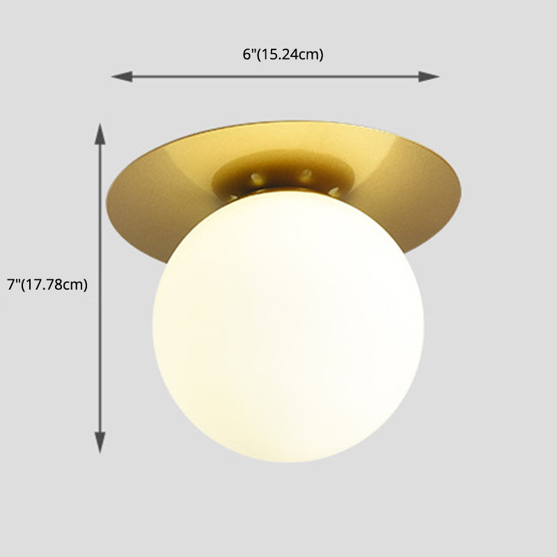 Glass Globe Shape Ceiling Light Modern Style 1 Bulb Flush-mount Lamp for Dining Room