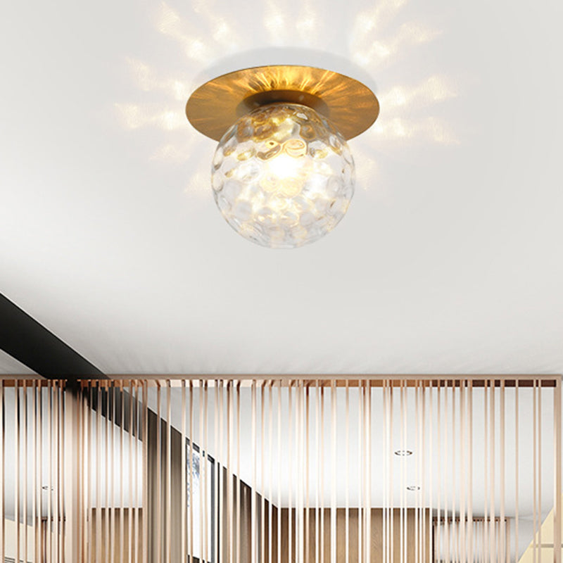 Glass Globe Shape Ceiling Light Modern Style 1 Bulb Flush-mount Lamp for Dining Room