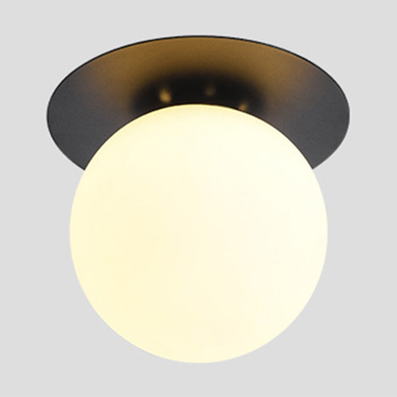 Glass Globe Shape Ceiling Light Modern Style 1 Bulb Flush-mount Lamp for Dining Room