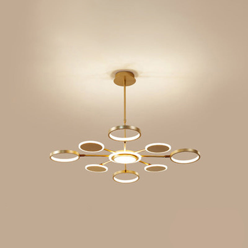 Circle LED Ceiling Chandelier Modern Metal Ceiling Hung Fixtures with Hanging Cord for Living Room