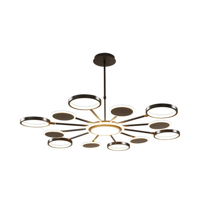Circle LED Ceiling Chandelier Modern Metal Ceiling Hung Fixtures with Hanging Cord for Living Room