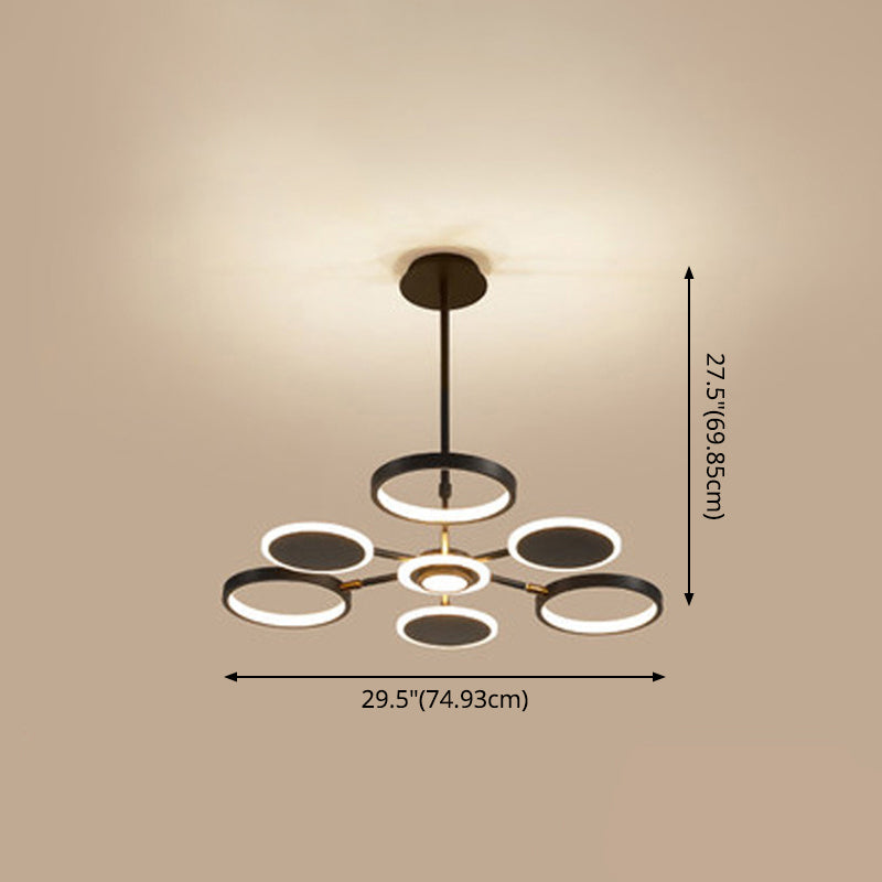 Circle LED Ceiling Chandelier Modern Metal Ceiling Hung Fixtures with Hanging Cord for Living Room