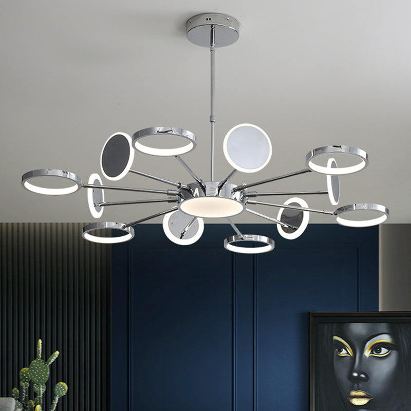 Ring Chandelier Lighting Fixtures Modernist Metal Pendant Chandelier with Hanging Cord for Living Room