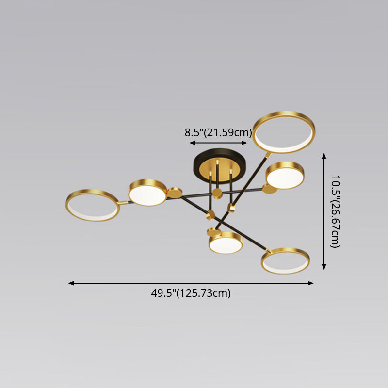 Ring kroonluchter hanglamp modernistische metalen hangende lampen met hangende koord voor woonkamer