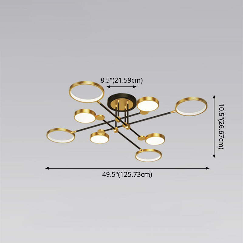 Ring kroonluchter hanglamp modernistische metalen hangende lampen met hangende koord voor woonkamer