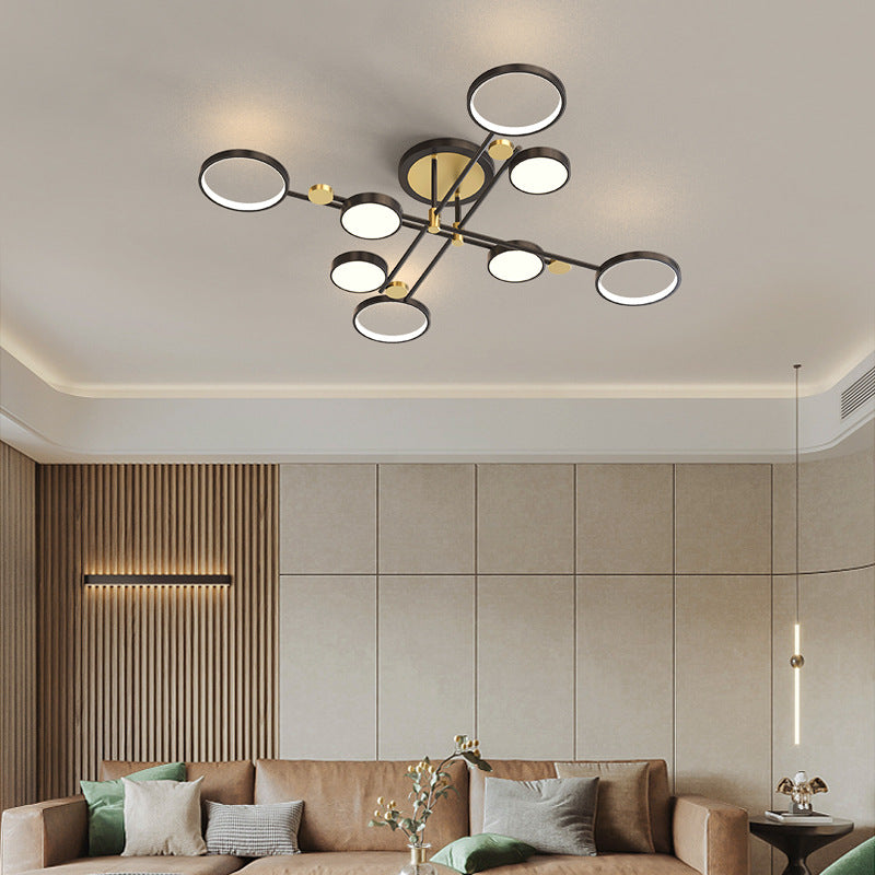 Circle Chandelier Lighting Fixtures Contemporary Metal Hanging Lights for Living Room