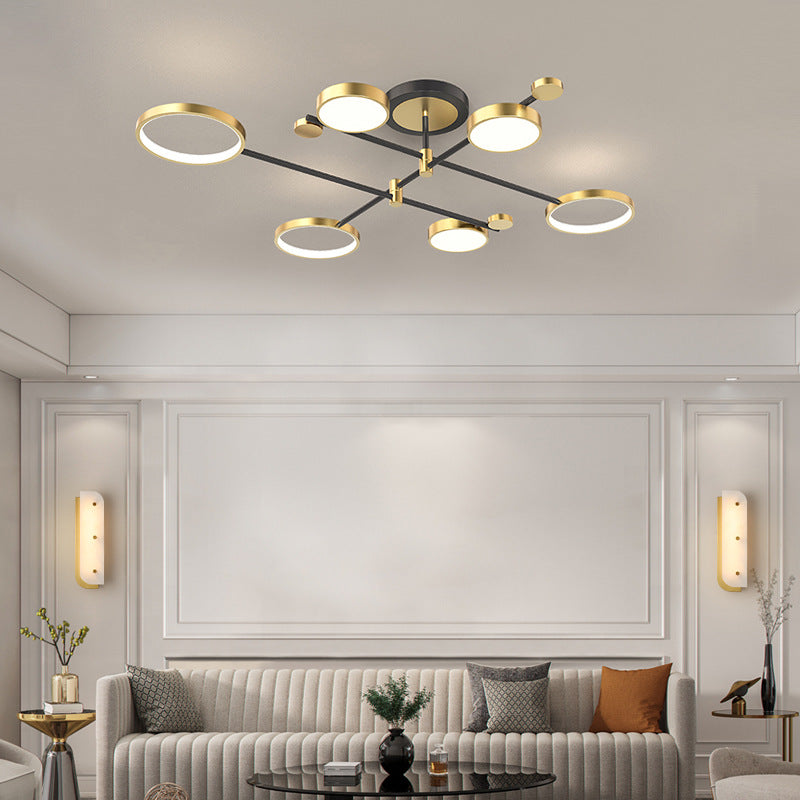 Circle Chandelier Lighting Fixtures Contemporary Metal Hanging Lights for Living Room