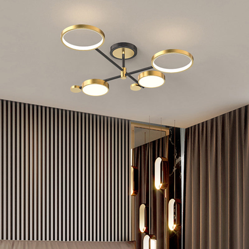 Circle Chandelier Lighting Fixtures Contemporary Metal Hanging Lights for Living Room