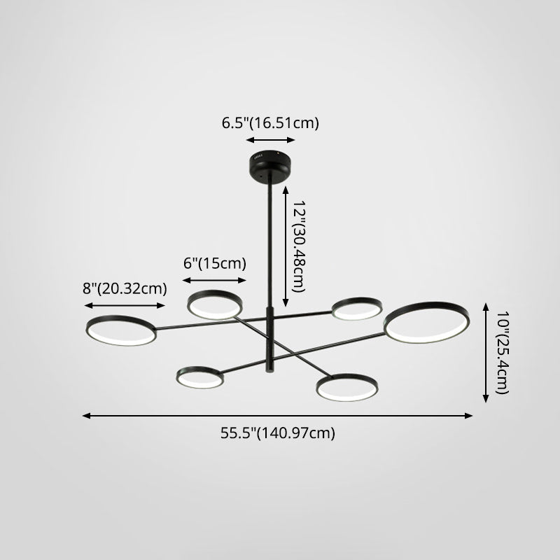 Lampadario a soffitto anello modernista in metallo a sospensione con cavo sospeso per il ristorante