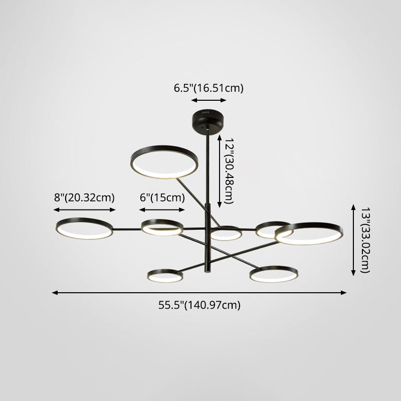 Lampadario a soffitto anello modernista in metallo a sospensione con cavo sospeso per il ristorante
