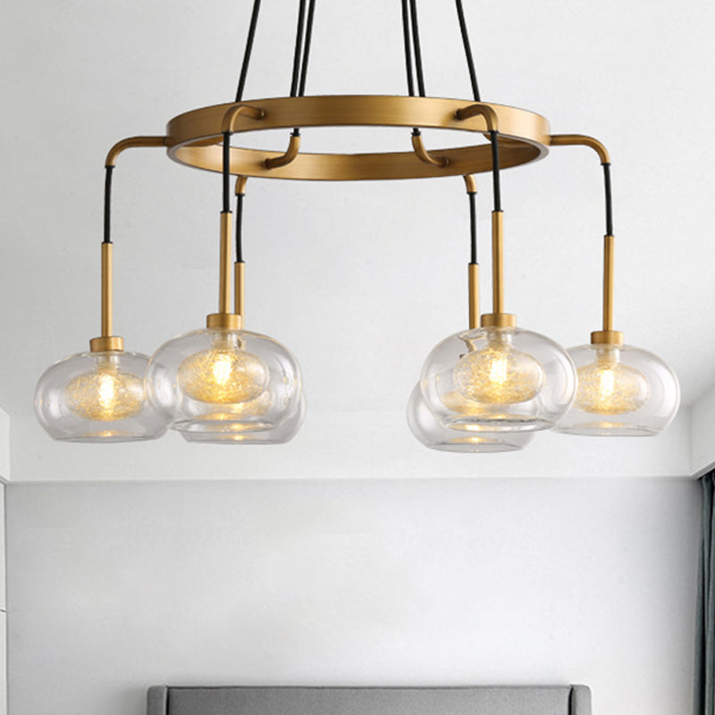 Weiß/Gold Wagenrad Kronleuchter Bauernhaus klares Glas 3/6/8 Köpfe Anhänger Deckenleuchte