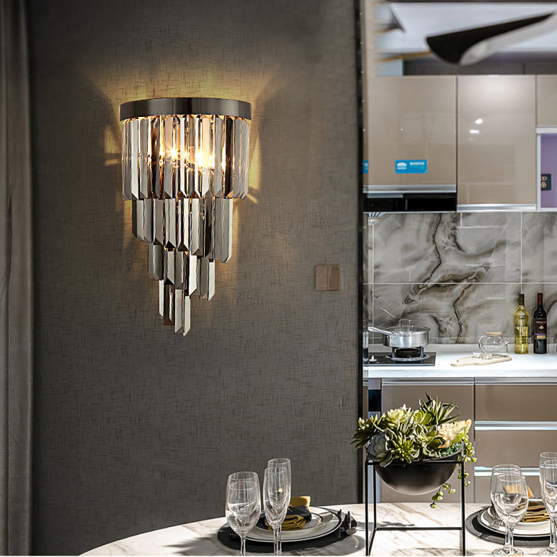 4 niveaus wandmontage licht postmoderne rook grijs grijs drievoudige kristallen staaf 2 koppen woonkamer stenel licht