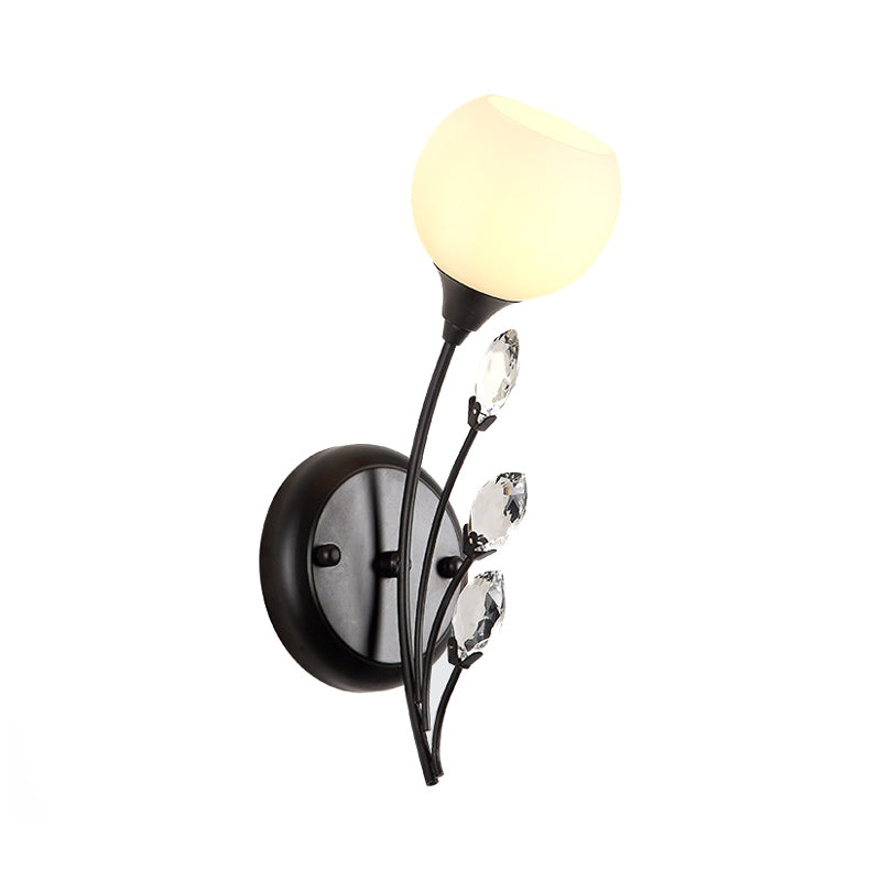 Bulle Shade White Glass Sconce Lightture Rustic 1/2 Lights Dining Room Mur Murd Murd en noir