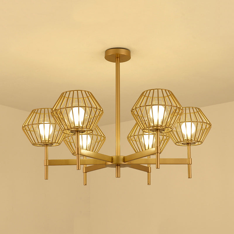 31,5 "/39" Wide Gold Cage Gage Candant Iron tradizionale Iron Lampada a soffitto a 6/8 testa