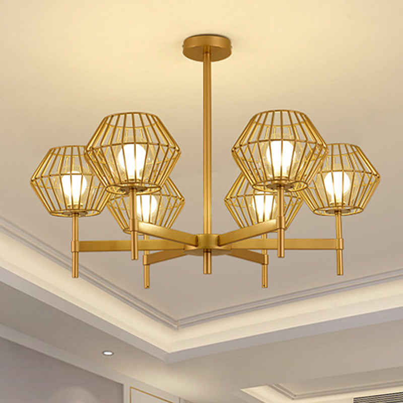 31,5 "/39" Wide Gold Cage Gage Candant Iron tradizionale Iron Lampada a soffitto a 6/8 testa