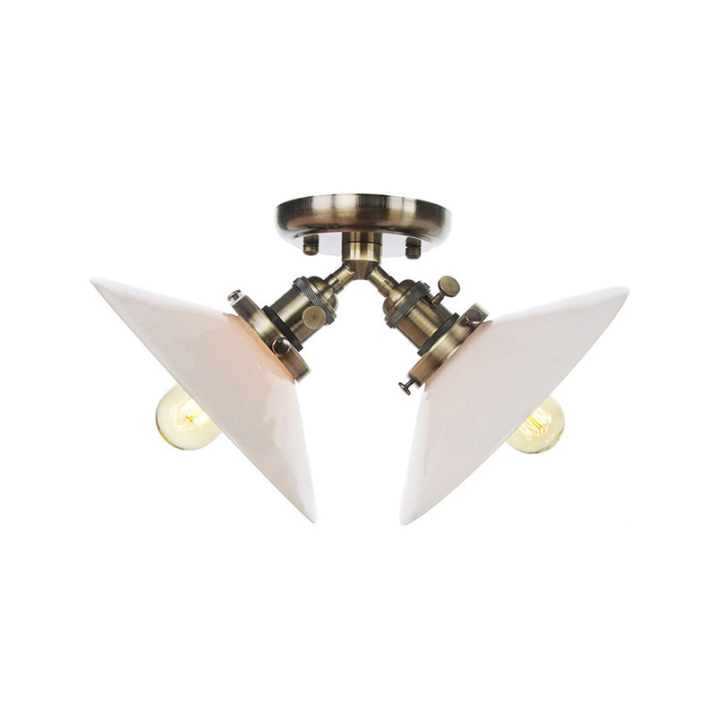 Stile magazzino Ironia semi -montaggio a monte 2 lampadina per interno semifulò la luce in nero/bronzo