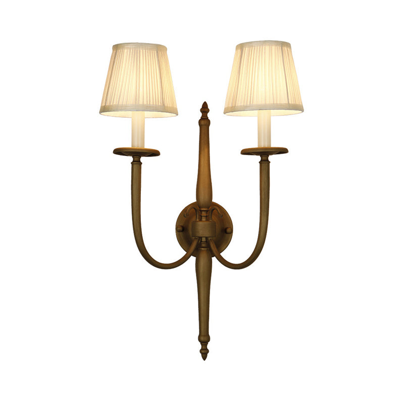 Lampada montata con parete conica bianca tessuto in stile vintage 2 luci lampada da scarico interno