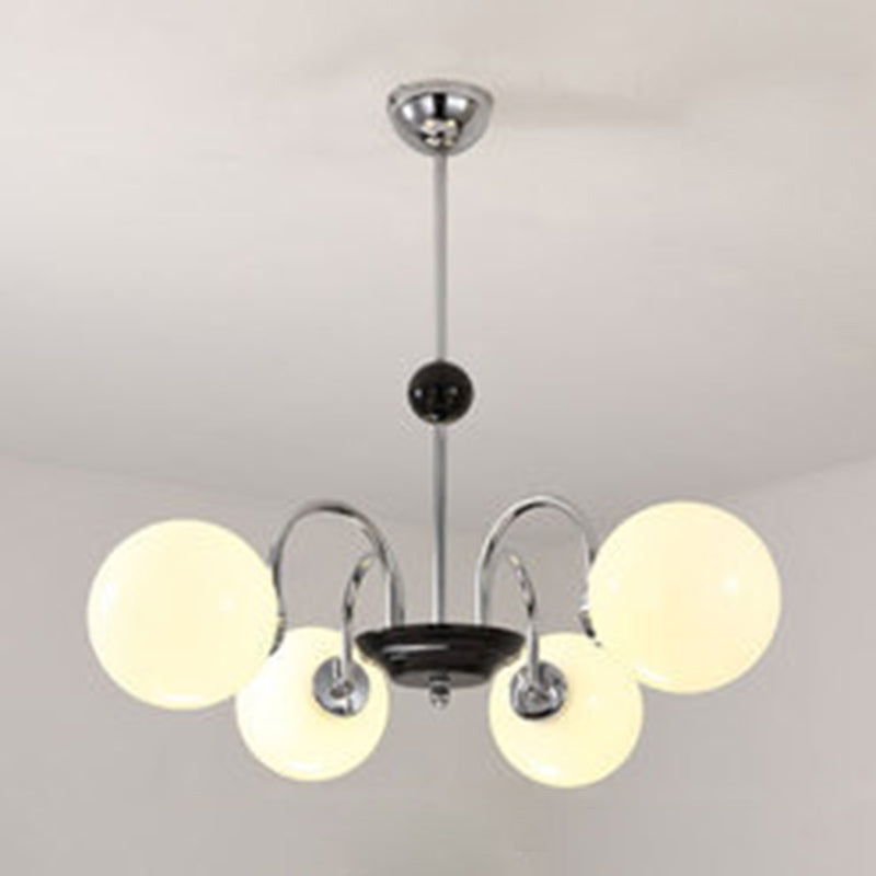 Globe Chandelier Lighting Fixtures Modern White Glass Suspension Light for Bedroom