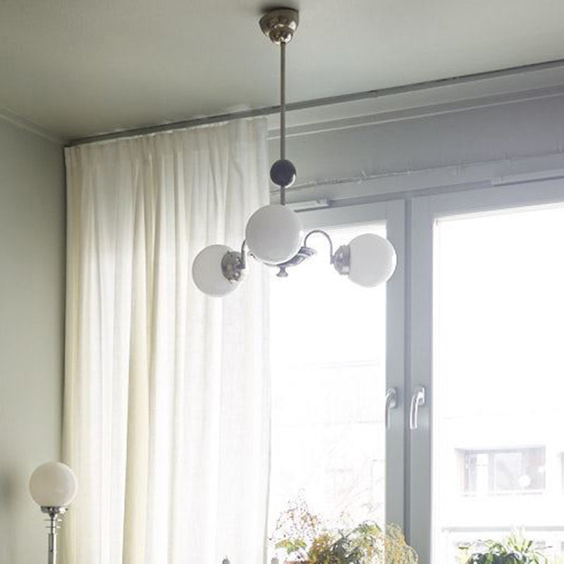 Globe Chandelier Lighting Fixtures Modern White Glass Suspension Light for Bedroom