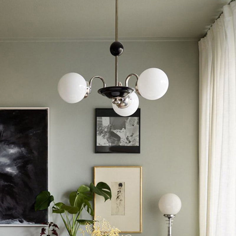Globe Chandelier Lighting Fixtures Modern White Glass Suspension Light for Bedroom