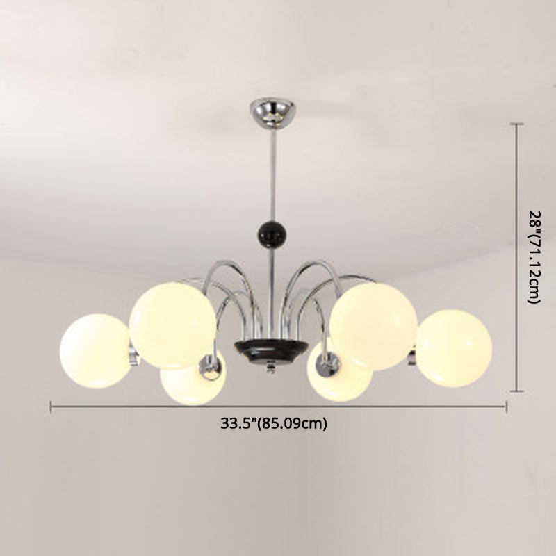 Globe Chandelier Lighting Fixtures Modern White Glass Suspension Light for Bedroom