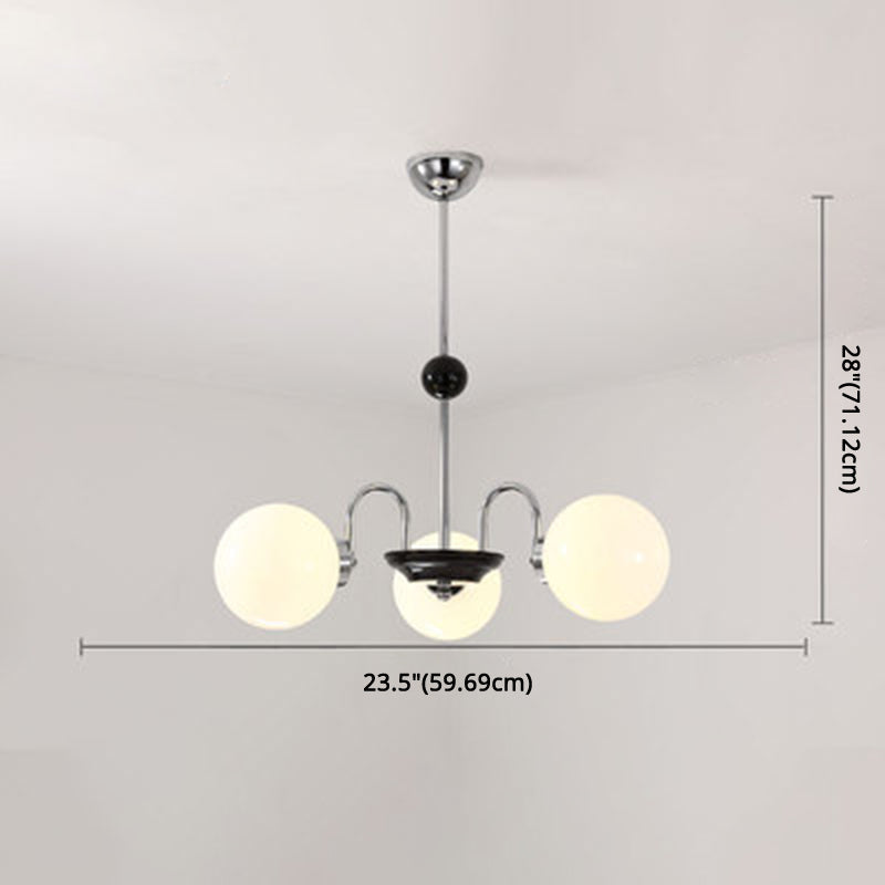 Globe Chandelier Lighting Fixtures Modern White Glass Suspension Light for Bedroom