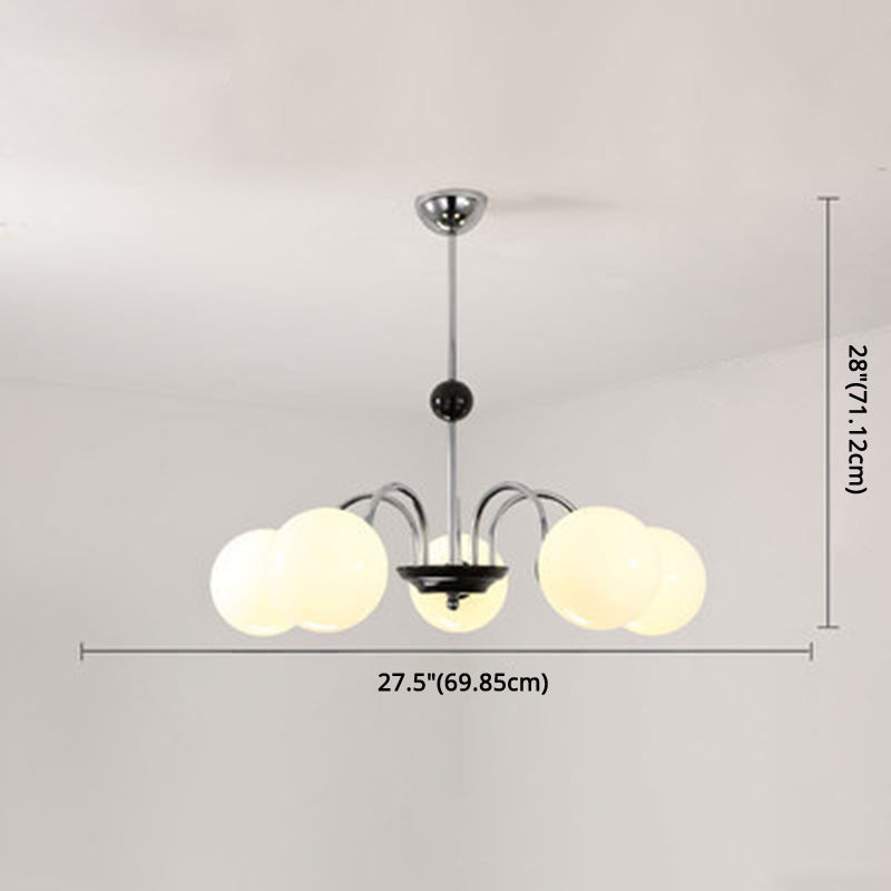 Globe Chandelier Lighting Fixtures Modern White Glass Suspension Light for Bedroom
