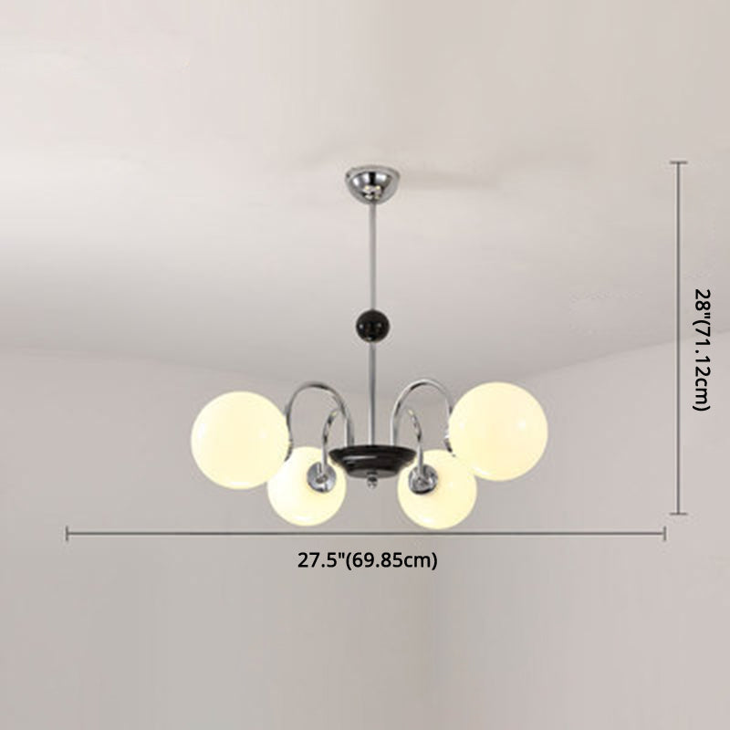 Globe Chandelier Lighting Fixtures Modern White Glass Suspension Light for Bedroom