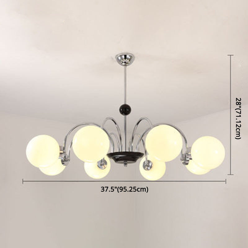 Globe Chandelier Lighting Fixtures Modern White Glass Suspension Light for Bedroom