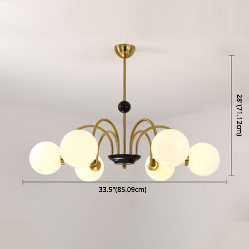 Globe Chandelier Lighting Fixtures Modern White Glass Suspension Light for Bedroom